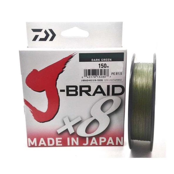 Daiwa J-Braid 8B Koyu Yeşil 150 mt İp Misina ürün görseli 1