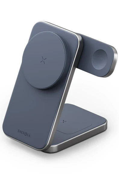 MagTrio Plus 3in1 Katlanabilir 15W Telefon Saat Airpods Masaüstü Hızlı Şarj Standı - Lacivert ürün görseli 1