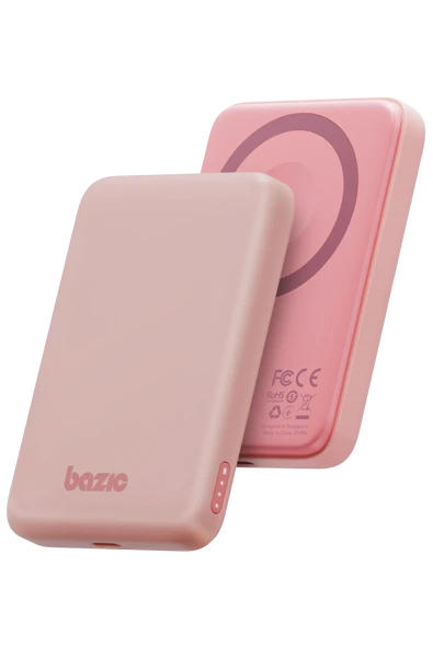 Energea X Bazic GoPower Snap 5K 3in1 5.000 mAh 20W PD Kablolu ve 15W Kablosuz Hızlı Şarj Magsafe Powerbank - Pembe ürün görseli 1