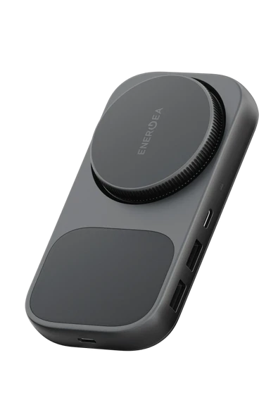 Energea Widock Plus Qi2 Kablosuz Şarj Destekli 7in1 4K Type-C Hub Dönüştürücü - Koyu Gri ürün görseli 1