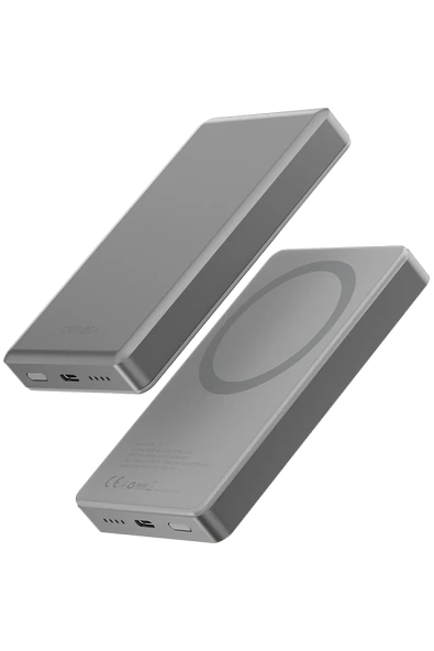 AluPac 10K 10.000 mAh 20W Type-C ve 15W Kablosuz Şarj Çıkışlı PD Hızlı Şarj Powerbank - Natural Grey ürün görseli 1