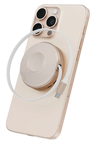 Energea MagDuo Arc 2in1 80cm Dahili Kablolu 15W Telefon Saat Hızlı Şarj Standı - Gold ürün görseli 1