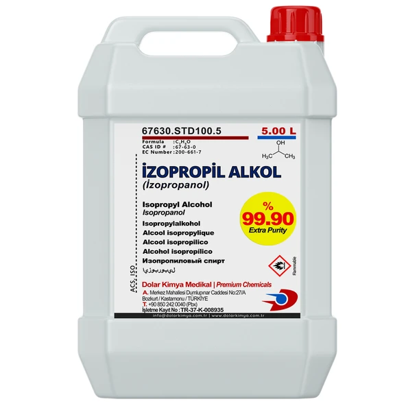 İzopropil Alkol (İPA) - 5 Litre (Kilitli Kapak, Extra Saf %99.90) ürün görseli 1