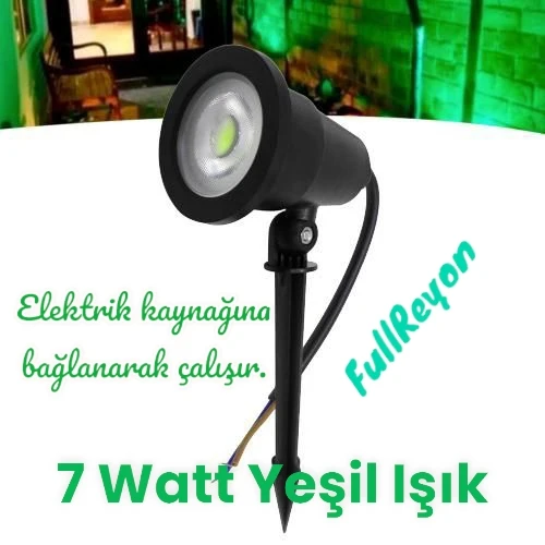 5 Adet Elektrikle Çalışır, 7 Watt YEŞİL IŞIK Kazıklı Bahçe Armatürü, Çim, Çiçek, Ağaç Aydınlatması ürün görseli 1