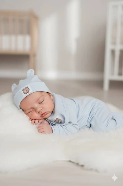 Erkek Bebek Aplikeli 5 Li Zıbın Hastane Çıkış Seti ürün görseli 1