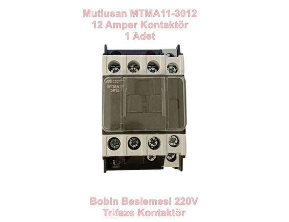 MUTLUSAN 3P 12A 5.5KW AC Kontaktör 220v 1NO+1NC (12 Amper 220 Volt 1 Açık 1 Kapalı Kontak Trifaze Kontaktör) ürün görseli 1