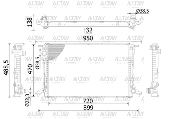 5Q0121251EA RADYATÖR SU GOLF7 / A3 / LEON / OCTAVİA 13= CHZK-DKLB-CYVA-CJZB-CHPA-CPTA 1.0 TSİ-1.2 TSİ-1.4 TSİ ürün görseli 1