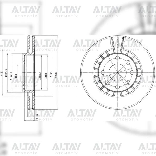 569001 FREN DİSKİ VECTRA A    88-95 / VECTRA B 96-03 / ASTRA F 91-98 / CORSA C 00-06 / ÖN HAVALI 256-4(SET) ürün görseli 1