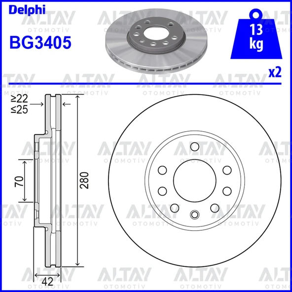 569060 FREN DİSKİ ASTRA H 04-10 / ASTRA G 98-07 / ZAFIRA A 98-05 / MERIVA A 03-10 / ÖN HAVALI 280-5 (SET) ürün görseli 1
