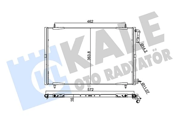 6455CH RADYATÖR KLIMA  206 GTI 1.6/2.016V (5016) 98= (MT) KURUTUCUSUZ [BRAZING AL/AL] [552X363X16] ürün görseli 1