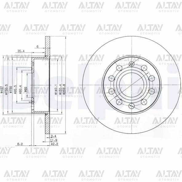 1K0615601L FREN DISKI CADDY / GOLF5 / GOLF6 / JETTA / A3 / LEON 04-13 / ARKA 260mm (SET) ürün görseli 1