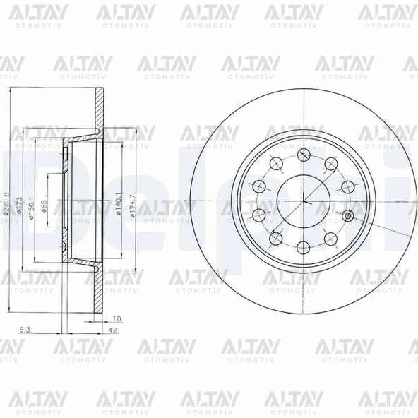 1K0615601AA FREN DISKI CADDY / GOLF / JETTA / A3 / LEON 10= / ARKA 272mm (SET) ürün görseli 1