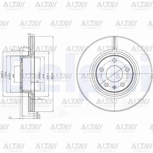 4F0615301D FREN DISKI A6 05-11 ON 314MM (SET) ürün görseli 1