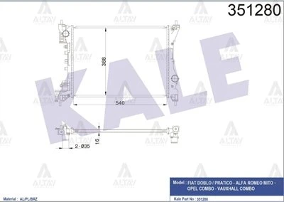 50522910 RADYATÖR SU DOBLO 10= / 1.4 M-T BRAZING ürün görseli 1