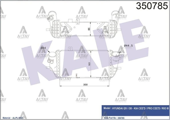 28271-2A640 TURBO RADYATÖRÜ (INTERCOOLER) ACCENT 14-18 BLUE / I-20 15-18 / I-30 RIO CEED 15-17 DİZEL ürün görseli 1