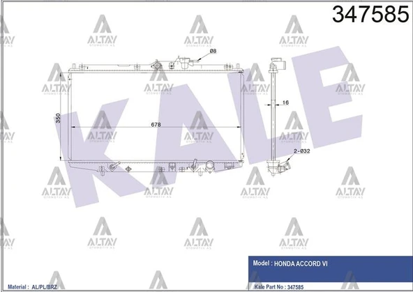 19010-PCA-003 RADYATÖR SU ACCORD 98-02 A-T BRAZING ürün görseli 1