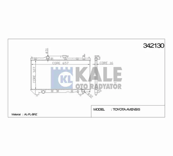 16400-0D030 RADYATÖR SU COROLLA 00-02 26mm A-T BRAZING ürün görseli 1