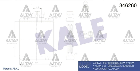 6Q0819031 RADYATÖR KALORİFER POLO / FABIA / IBIZA / CORDOBA 01= BRAZING ürün görseli 1