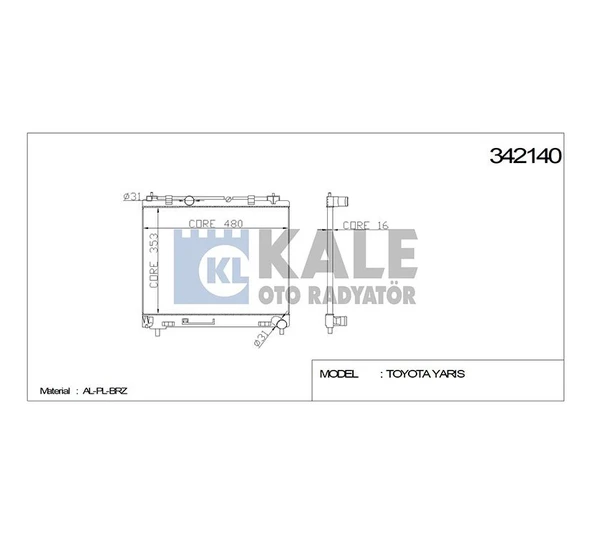 16400-0N050 RADYATÖR SU YARIS 06-12 DİZEL D4D M-T BRAZING ürün görseli 1