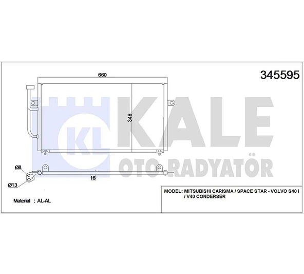 30818183 RADYATÖR KLİMA CARISMA 96-06 1.9 DID / VOLVO S40 / V40 1.6 1.8 2.0 16V 99= ürün görseli 1