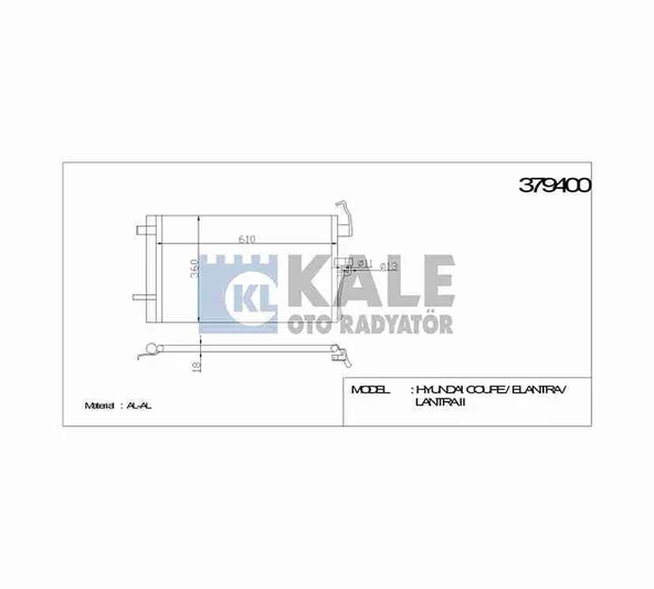 97606-2D000 RADYATÖR KLİMA ELANTRA 01-07 590x363x18 ürün görseli 1