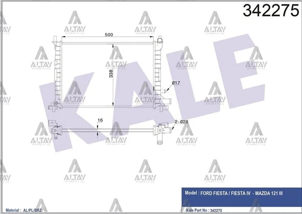 1E03-15-200 RADYATÖR SU MAZDA 121 95= 1.3 M-T BRAZING ürün görseli 1