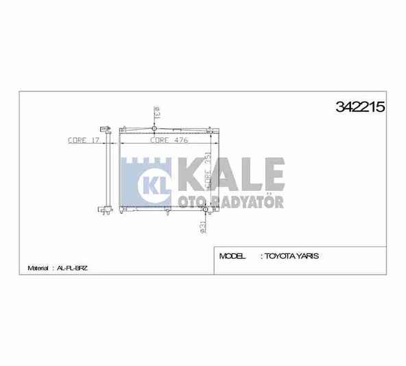 16400-0M060 RADYATÖR SU YARIS 09-14 1.0 1.3 VVTI M-T BRAZING ürün görseli 1