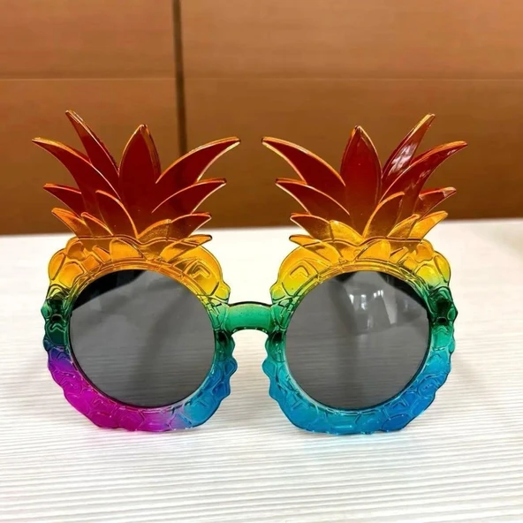 Tropikal Ananas Tasarımlı Renkli Hawaii Parti Gözlüğü ürün görseli 1
