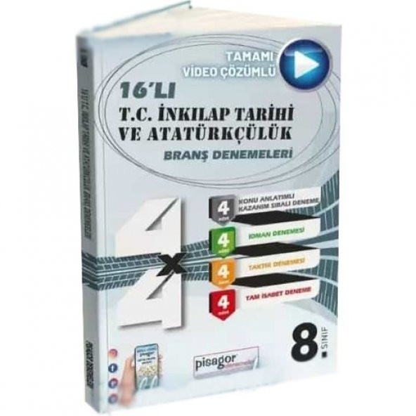 ZEKAKÜPÜ PİSAGOR 8.SINIF 16LI T.C.İNK.TAR.ATAT.BRANŞ DENEMELERİ ürün görseli 1