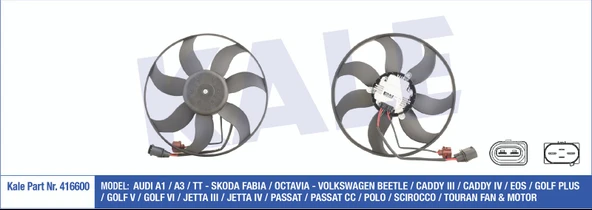 1K0959455EA FAN MOTORU GOLF5 / GOLF6 / JETTA / PASSAT / CADDY / A3 / LEON 04-12 SOL 220W-360mm ürün görseli 1