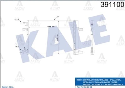 1850136 RADYATÖR KLİMA ASTRA J 09-16 1.3CDTI-1.4-1.6 / CRUZE 09-14 1.6 ürün görseli 1