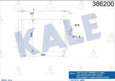 6G9119710CB RADYATÖR KLİMA MONDEO IV 07-14 / S-MAX 06-14 1.6TDCI-2.0-2.0 TDCI M-T / DISCOVERY SPORT 17= 2.0 4X4 / FREELANDER II 06-14 2.2TDI / RANGE ROVER EVOQUE 11= 2.0 / S60 II 10-15 1.6D-2.0D ürün görseli 1