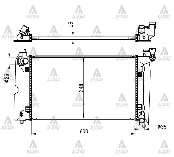 16400-0D200 RADYATÖR SU COROLLA 02-07 / AVENSIS 03-08 3ZZ M-T BRAZING VİDALI TİP ürün görseli 1