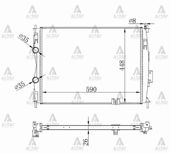 21400-JD000 RADYATÖR SU QASHQAI 07-13  /  QASHQAI+2 1.6 - 2.0 BENZİNLİ 26mm M-T BRAZING ürün görseli 1