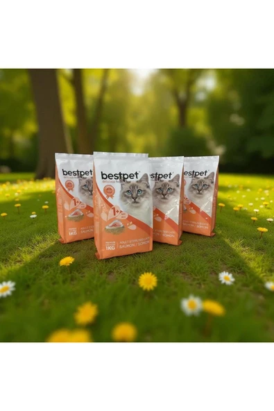 kısırlaştırılmış yetişkin somonlu kuru kedi maması 1kg*4 adet PETFARM ürün görseli 1