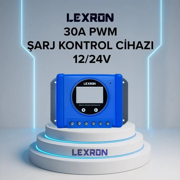 LEXRON - İnges 30 AMPER PWM SOLAR ŞARJ KONTROL CİHAZI - 12 / 24 Volt ŞARJ REGÜLATÖRÜ - KESİCİ ürün görseli 1