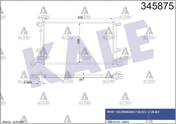 2D0121253B RADYATÖR SU LT35 96-06 ANJ-AVR-AHD-ATA-BCQ 2.5 TDİ-2.8 TDI BRAZING ürün görseli 1