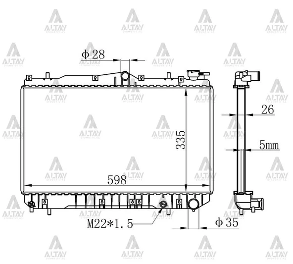 25310-24002 RADYATÖR SU EXCEL  90-94 26mm M-T BRAZING ürün görseli 1