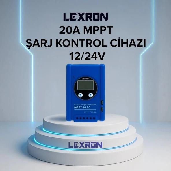LEXRON - İnges 20 AMPER MPPT SOLAR ŞARJ KONTROL CİHAZI - 12/24 Volt ŞARJ REGÜLATÖRÜ - KESİCİ ürün görseli 1