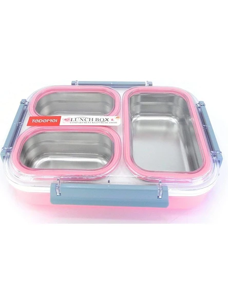 Bölmeli Paslanmaz Çelik Saklama Kabı Sızdırmayan Beslenme Kabı 1200 ml - Pembe ürün görseli 1