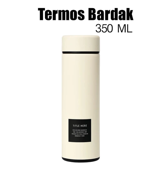 Paslanmaz Çelik Matara Termos Su Şişesi 350ML Vakumlu Kapak - Beyaz ürün görseli 1