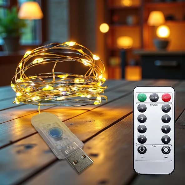 UpWay 5 Metre Günışığı Kumandalı 50 Led Işık - USB Dekoratif Aydınlatma ürün görseli 1