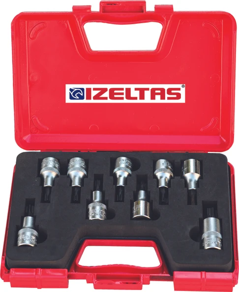İzeltaş 1113006009 9'lu lokmalı tork uç takımı 1/2" ürün görseli 1