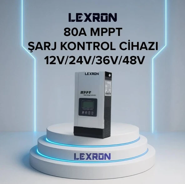 LEXRON - İnges 80 AMPER MPPT SOLAR ŞARJ KONTROL CİHAZI - 12/24/36/48 Volt ŞARJ REGÜLATÖRÜ - KESİCİ ürün görseli 1