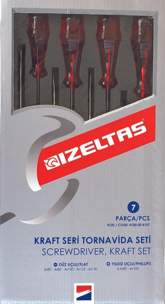 İzeltaş 4100008107 7 parca kraft tornavıda setı ürün görseli 1