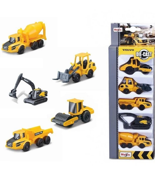 Volvo İş Makinaları Arabalar 5'li Set 7.5 Cm Araçlar ürün görseli 1