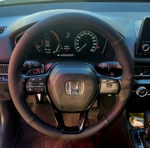 DİKİŞLİ DİREKSİYON KILIFI SİYAH / NOKTALI DERİ SİYAH DİKİŞLİ HONDA CİVİC ACCORD ürün görseli 1