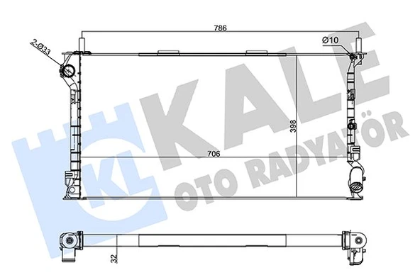 4T168005GA - 1365996 RADYATÖR SU CONNECT 02-13 1.8 TDCI MEKANİK 2 SIRA AL+PL ürün görseli 1