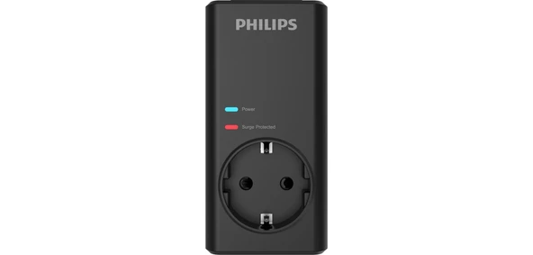 Philips CHP7010B/10 1140 Joule Tekli Akım Korumalı Priz, Siyah ürün görseli 1