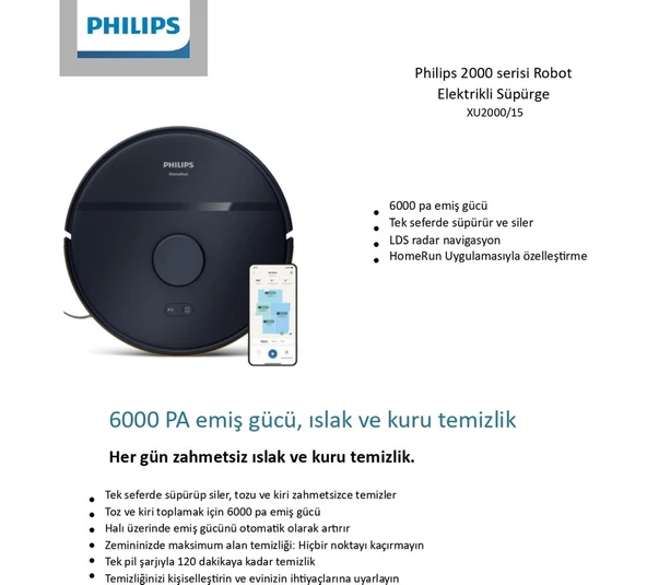 Philips 2000 Serisi XU2000/15 Islak & Kuru robot Süpürge - Resim 9